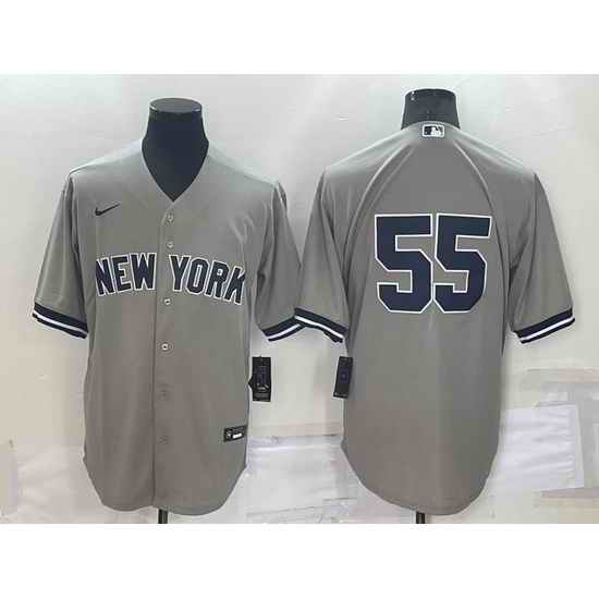 Men New York Yankees 55 Domingo Germ E1n Grey Cool Base Stitched Baseball Jersey